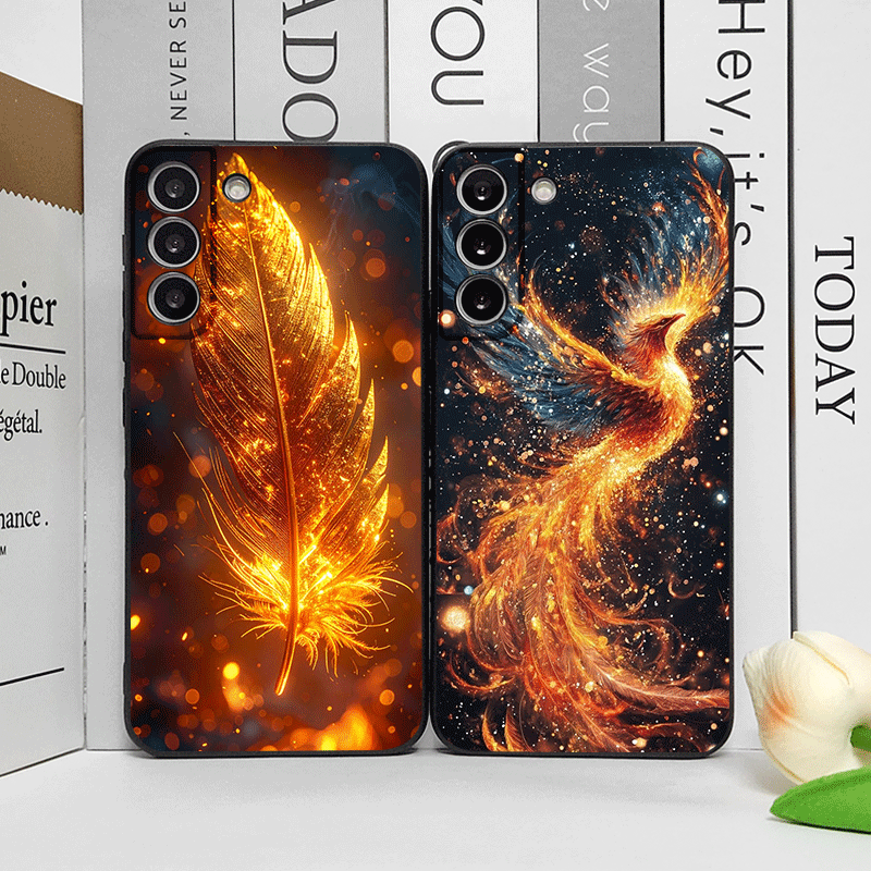 Google Pixel 9 Pro - Casing Ponsel Pola Bulu Api Phoenix