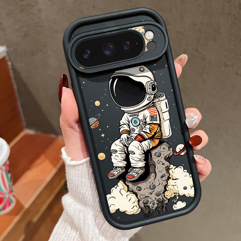 Google Pixel 9 Pro - Casing Ponsel TPU Cetak Astronot Kartun